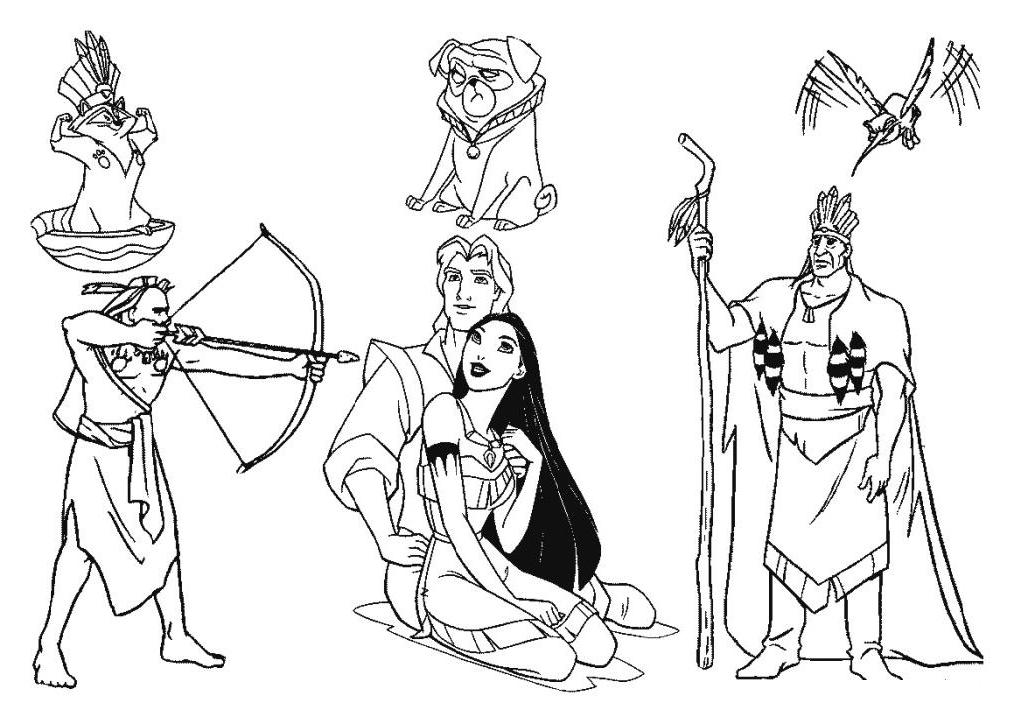 Plansa de colorat cu Pocahontas 23 16